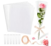 Lot de 100 sachets pour bouquet de roses avec tuyau et ruban en plastique