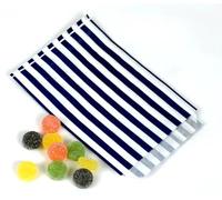 Lot de 100 sacs à bonbons rayés en papier de 12,7 x 17,8 cm - Qualité supérieure - Fabriqués au Royaume-Uni (bleu, quantité : 100 sacs)
