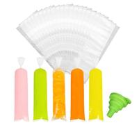 Lot de 100 sacs à glace en polyéthylène de qualité alimentaire - Avec entonnoir pour la crème glacée faite maison - Avec entonnoir pour la crème glacée faite maison