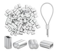 Lot de 100 serre-câbles de 2 mm, manchons en aluminium, serre-câbles métalliques, serre-câbles à double manchon, serre-câbles en aluminium, boucle de sertissage pour câble métallique et câble