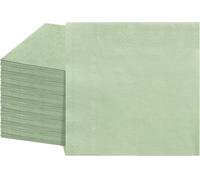 Lot de 100 serviettes de cocktail, vertes, extra douces et super absorbantes, jetables, pour mariage, anniversaire, fête, décoration de table (2 couches, 25 x 25 cm) - Vert sauge