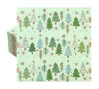 Lot de 100 Serviettes de Table Papier 33 x 33cm,2 Plis Noël Serviette | Serviette Papier avec Flocons de Neige,Ecologique et sans Danger Alimentaire pour Noël,Halloween Décoration,Mariage et Dîner