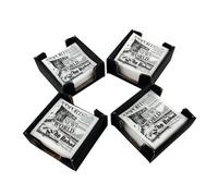 Lot de 100 serviettes en papier Motif Gazette + 4 serviettes en carton recyclé Noir 10 x 10 cm pliées Hostelnovo