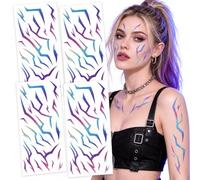Lot de 100 tatouages temporaires avec peinture démon fantaisie, 4 feuilles de symboles mystiques runes autocollants de maquillage pour Halloween, cosplay, fêtes, festivals et séances photo