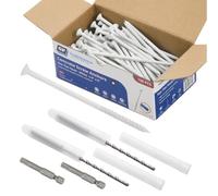 Lot de 100 vis à béton de 0,6 x 12,7 cm, tête plate fraisée en forme d'étoile avec 2 forets et 2 embouts de tournevis en étoile inclus - Vis d'ancrage de maçonnerie robustes pour béton, brique