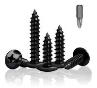Lot de 100 vis à tôle noires-M5 x 16 mm-Vis à bois noires-Vis à tête plate pour bois-Vis noires pour panneaux acoustiques-Vis à tête plate galvanisées-Vis à tête plate cruciformes
