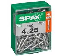 Lot de 100 vis acier tête autofraisée plate SPAX, Diam.4 mm x L.25 mm G