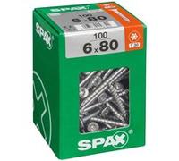 Lot de 100 vis acier tête fraisée torx SPAX, Diam.6 mm x L.80 mm G