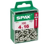 Lot de 100 vis acier tête ronde pozidriv SPAX, Diam.4 mm x L.16 mm G