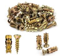 Lot de 100 vis d'expansion courtes de 6 x 14 mm, vis de réparation de filetage de charnière de porte, vis d'expansion en fer dentelé, ancrages robustes et vis pour réparation de charnières d'armoire