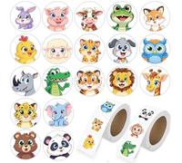 Lot de 1000 Autocollants Animaux pour Enfants, Stickers Animaux Mignons, Ronds Autocollants Enfants, Gommettes Enfant pour Scrapbooking DIY Cadeau d'Anniversaire Fête des Récompenses