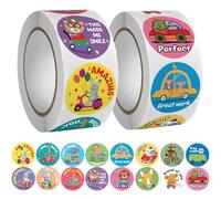 Lot de 1000 autocollants de motivation pour enfants, 2,5 cm, autocollants de récompense avec 16 motifs d'animaux, autocollants de récompense pour enseignants et parents, fournitures pour enseignants
