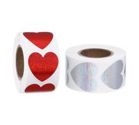 Lot de 1000 autocollants en forme de cœur à paillettes à écrire - 2,5 cm - Pour mariage et anniversaire (rouge argenté)