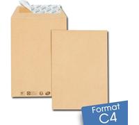 Lot de 1000 enveloppes kraft brun c4 auto-adhésives