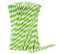 Lot de 1000 pailles en papier à rayures vertes et blanches, 19,7 x 0,6 cm, pour fête, mariage, boissons, 100% biodégradables et compostables