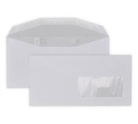 lot de 1000 petites enveloppes courrier DL avec fenêtre 45 x100 - papier velin blanc 80g/m² format 110 x 220 mm une enveloppe blanche avec fermeture bande adhésive autocollante siliconnée