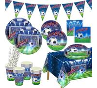 Lot De 102 Décorations De Fête De Football - Assiettes En Carton - Nappe Et Bannière Pour Hommes Et Garçons - Pour Anniversaire, Jeu De Football, Fête