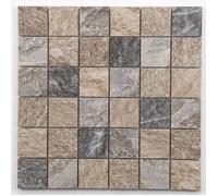 Lot de 11 Carrelages mosaïques - MAT INTER - 298 x 298 x 9,5 mm - Tesselle Carré 48 x 48 mm - Porcelaine - Imitation pierre de Bali