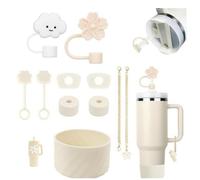 Lot de 11 couvercles anti-poussière en silicone anti-déversement, couvercle en paille en silicone, accessoires de protection pour bouteille de crème, chaîne à breloques pour bottes Stanley 76,2 ml