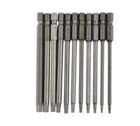 Lot de 11 embouts de tournevis Torx extra longs de 100 mm à tige hexagonale de 6,35 mm, en alliage d'acier trempé pour un usage professionnel