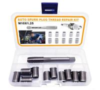 Lot de 11 outils de réparation de filetage M10 x 1,25 avec inserts en acier inoxydable et taraud en acier rapide pour réparation de trous d'allumage dans les moteurs et générateurs