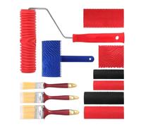 Lot de 11 rouleaux de structure murale avec poignée - Rouleau de peinture en grain de bois - Pour la décoration de meubles de la maison et de l'appartement, l'artisanat, la sculpture, le jardin en