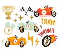 Lot de 11 tatouages temporaires pour voitures - À coller sur la peau - Tatouages pour enfants - Pour enfants - Course automobile - Anniversaire - Fête d'enfant