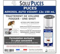 Lot de 12 Aérosols Auto-Vidant Spécial Puces- Insecticide Fumigène One Shot 150 ml - SOLU'PUCES