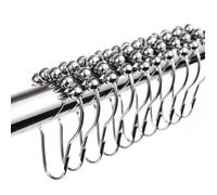 Lot DE 12 Anneaux de Douche en Acier Inoxydable système de Glissement, 12 Crochets Simples 69 x 39 mm