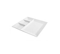 Lot de 12 Assiettes 4 Compartiments LEA, Plats salade et Desserts, viande en porcelaine blanche - Longueur 28 x largeur 28 x Hauteur 2.5 cm - -
