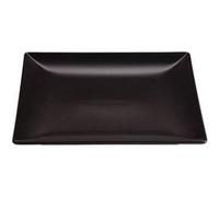 Lot de 12 assiettes carrés LAURA , assiette plates pour service de table en porcelaine noir - Longueur 26 x largeur 26 x Hauteur 2,5 cm Noir G