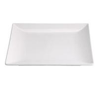 Lot de 12 assiettes carrés LAURA , assiette service de table en porcelaine blanche - Longueur 21 x largeur 21 x Hauteur 2 cm G