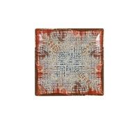 Lot de 12 assiettes LUNA carrés, plats de service à pâtes, salades et desserts en porcelaine multicolore - Longueur 25,5 x largeur 25,5 x Hauteur 2
