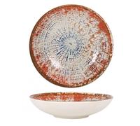 Lot de 12 assiettes LUNA rondes, plats de Service de Table creuses pour soupe pâtes dessert en Porcelaine multicolore