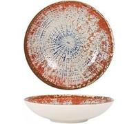 Lot de 12 assiettes LUNA rondes, plats de Service de Table creuses pour soupe pâtes dessert en Porcelaine multicolore