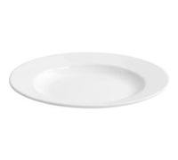 Lot de 12 assiettes plates AVA 445g , plat de service creuses en porcelaine blanc - diamètre 25,2 x hauteur 3,5 cm Blanc G