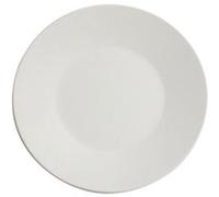 Lot de 12 assiettes plates LINA rondes, plat à service à pâtes desserts en porcelaine blanc - diamètre 27,5 x hauteur 2,8 cm