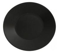 Lot de 12 assiettes plates LINA rondes, plat à service à pâtes desserts en porcelaine noir - diamètre 27,5 x hauteur 2,8 cm