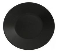 Lot de 12 assiettes plates LINA rondes, plat à service à pâtes desserts en porcelaine noir - diamètre 30,5 x hauteur 3 cm Noir G