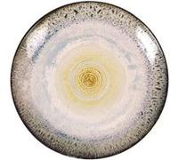 Lot de 12 assiettes rondes CLARA en fine porcelaine décorée, plat rond de service - diamètre 21,5 x hauteur 3 cm G