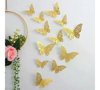 Lot de 12 autocollants attrape-soleil effet 3D en forme de papillon en cristal, magnifiques autocollants muraux pour chambre d'enfant, décoration d'intérieur~0535