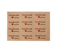 Lot de 12 autocollants décoratifs avec inscription « With Love » - Cœurs rouges naturels - Pour mariage, maison, fête, anime