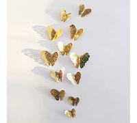 Lot de 12 autocollants muraux créatifs en forme de papillon creux 3D tendance pour décoration murale moderne, cadeau idéal~000963
