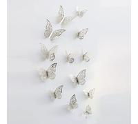 Lot de 12 autocollants muraux créatifs en forme de papillon creux 3D tendance pour décoration murale moderne, cadeau idéal~0226