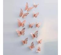 Lot de 12 autocollants muraux créatifs en forme de papillon creux 3D tendance pour décoration murale moderne, cadeau idéal~0225