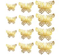 Lot de 12 autocollants muraux papillons creux 3D, décorations de gâteaux, décorations de mariage, salon, décoration d'intérieur~1189