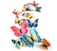 Lot de 12 autocollants muraux phosphorescents en forme de papillon 3D colorés - Double couche lumineuse et amovible - Décoration murale pour chambre d'enfants et de filles