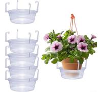 Lot de 12 bacs d'égouttement à suspendre transparents de 20,3 cm - Soucoupes récupérateurs d'eau profonde pour système de crochet intelligent - Plastique incassable - Pour paniers d'intérieur et