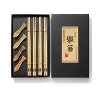 Lot de 12 baguettes japonaises en forme de poisson mignon - Baguettes à sushi - Avec banc à baguettes - En bambou - Pour 4 personnes