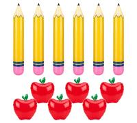 Lot de 12 ballons crayons gonflables géants en forme de pomme - Décoration de rentrée scolaire à suspendre au plafond pour le premier jour d'école, salle de te d'intérieur et d'extérieur